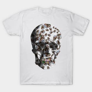 Happy Skull Random Pattern (White) T-Shirt